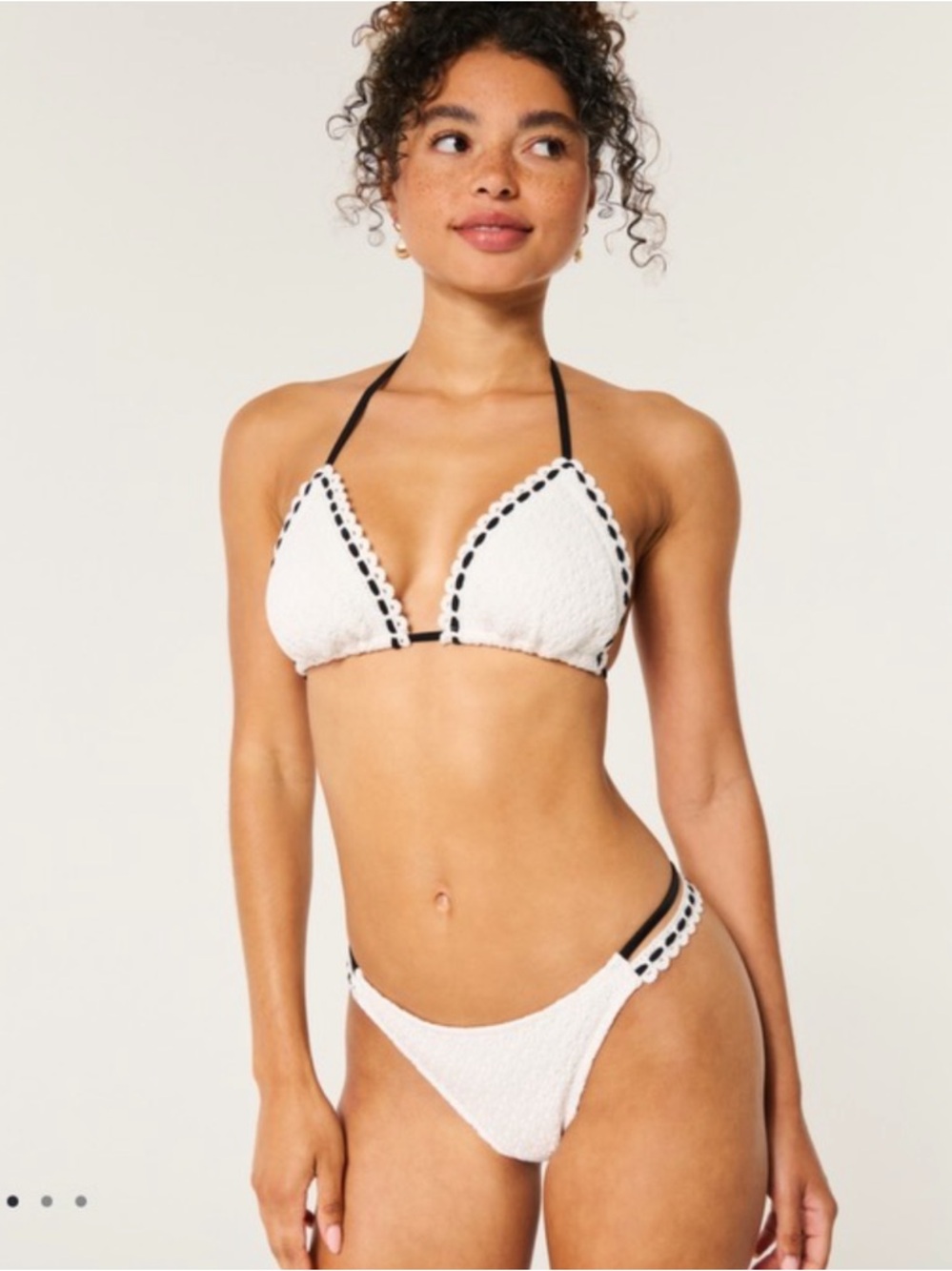 White Crochet Bikini with Black Trim